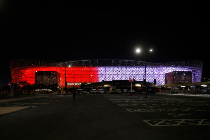 A general view from outside Ahmad bin Ali Stadium during the USA's game against Wales at the 2022 World Cup in Qatar